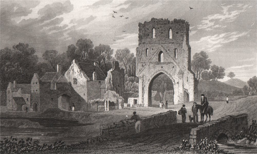 Pill Priory, Pembrokeshire, Wales, by Henry Gastineau 1835 old antique print